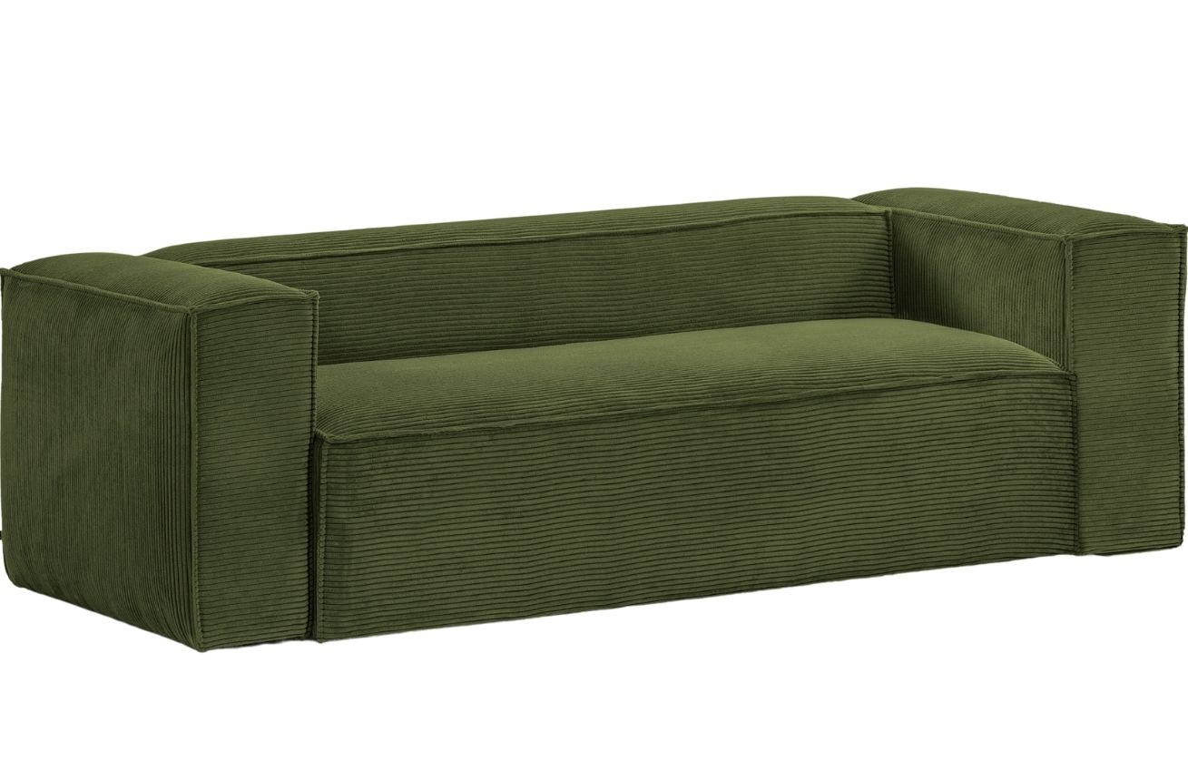 Kave Home Zelená manšestrová pohovka Blok 210 cm