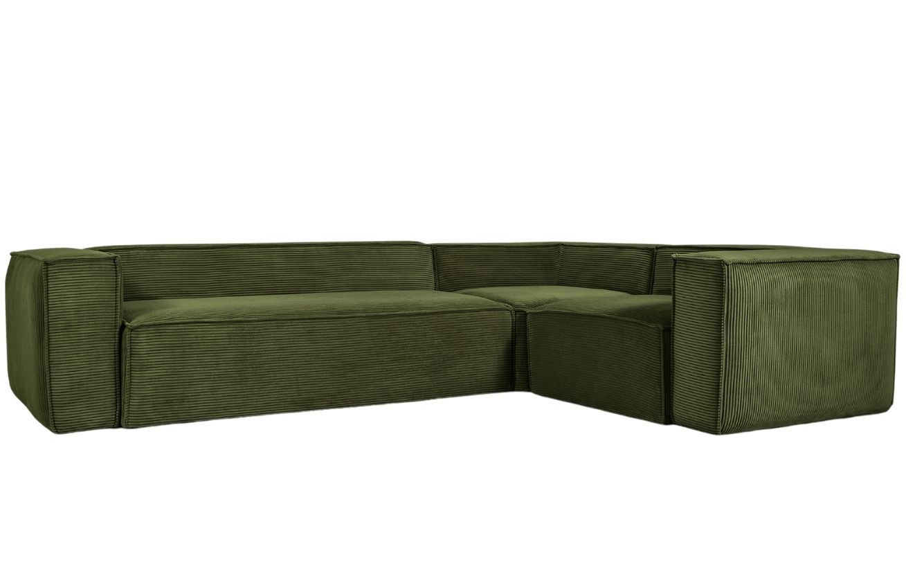 Kave Home Zelená manšestrová rohová pohovka Blok 320 cm