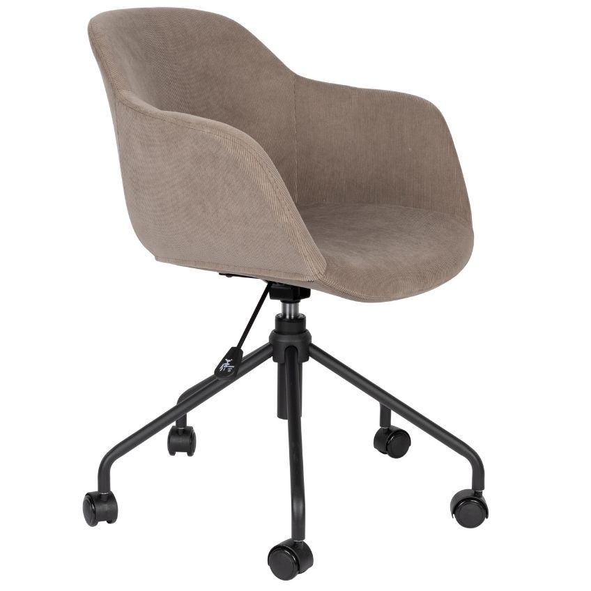 White Label Hnědo šedá manšestrová konferenční židle WLL JUNZO