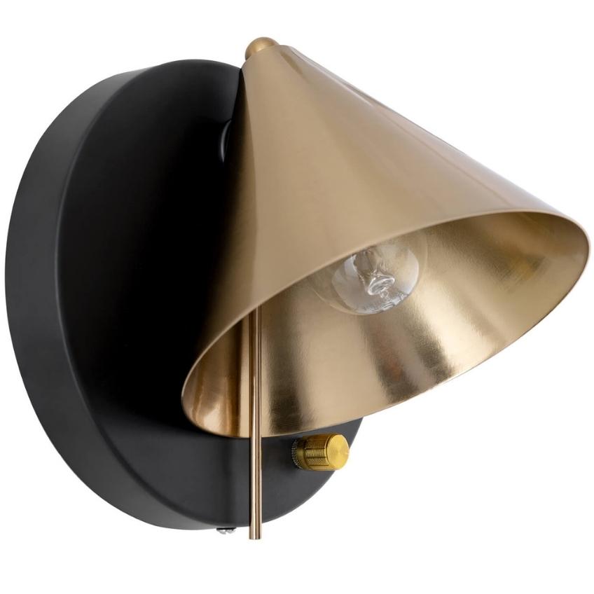Černo-zlaté kovové nástěnné světlo Somcasa Nela 18 cm