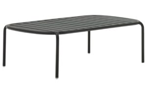 Kave Home Tmavě šedý kovový zahradní stolek Joncols 113 x 65 cm