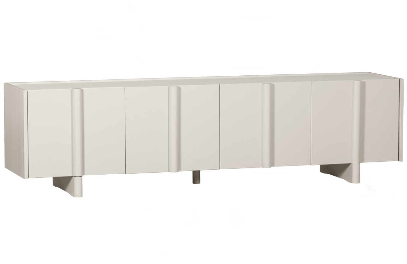 WOOOD Šedobéžový dřevěný TV stolek Basu 200 x 46 cm