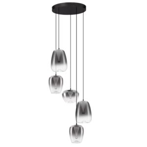 Nova Luce Kouřově šedé skleněné závěsné světlo Oblo 47 cm
