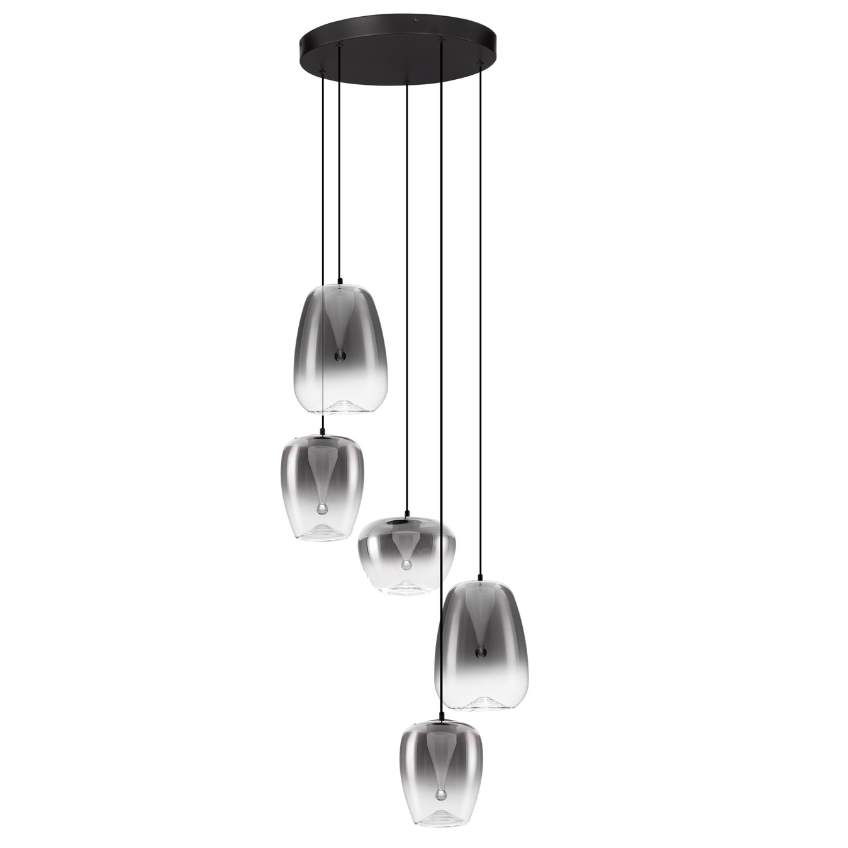 Nova Luce Kouřově šedé skleněné závěsné světlo Oblo 47 cm