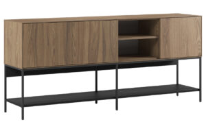 Marckeric Hnědo-černá komoda Amira 180 x 40 cm s dubovým dekorem