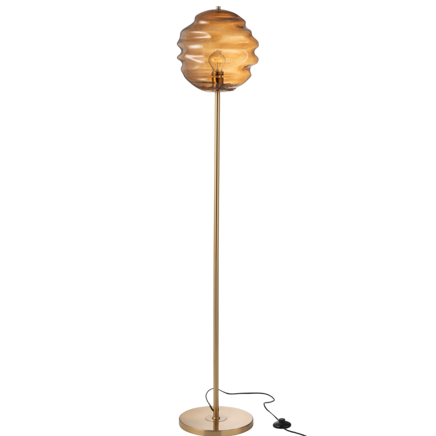 J-line Hnědá skleněná stojací lampa Honeycomb 156 cm