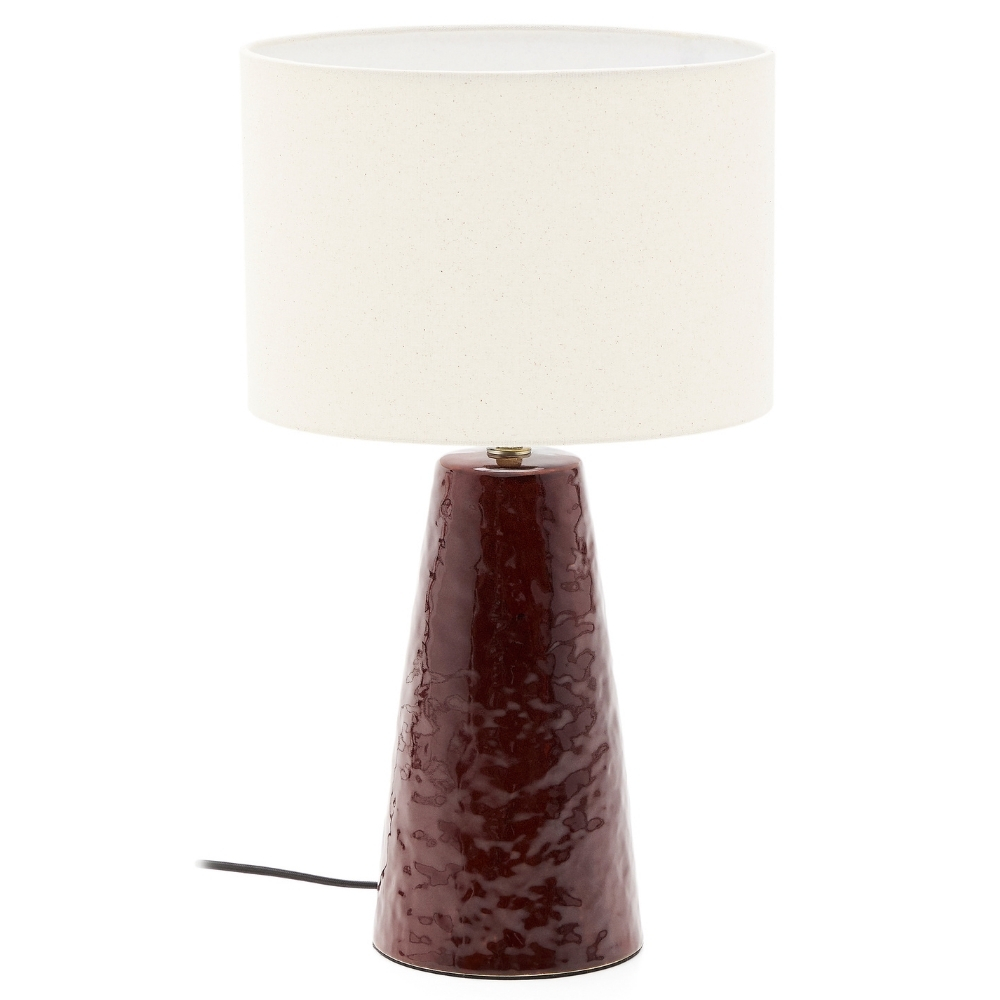 Vínově červená keramická stolní lampa Kave Home Drava