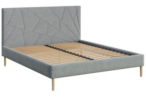 Mesonica Šedá čalouněná dvoulůžková postel Alano 160 x 200 cm s geometrickým prošíváním