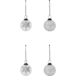 House Doctor Stříbrné skleněné vánoční ozdoby Snowi 7
