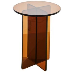 Jotex Hnědý skleněný odkládací stolek IRIS 35 cm