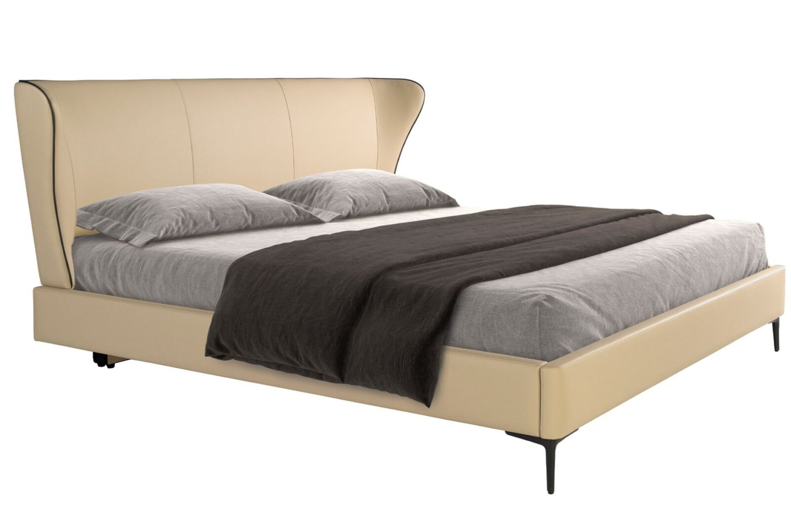 Angel Cerdá Krémová koženková dvoulůžková postel No. 7157