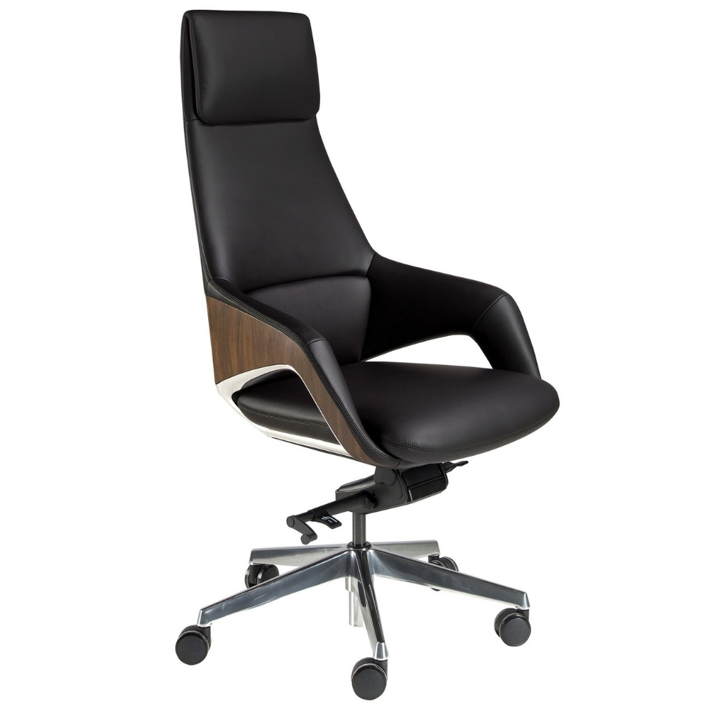 Angel Cerdá Černá koženková kancelářská židle No. 4210
