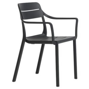 Nardi Tmavě šedá plastová zahradní židle Cassia s područkami