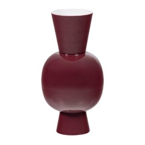 WOOOD Červená kovová váza Auri 38 cm