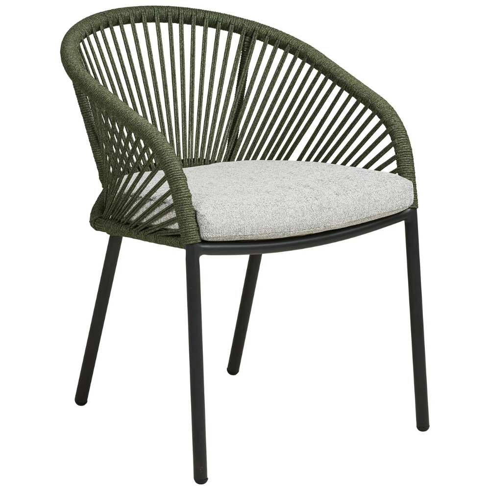 Nordic Living Zelená zahradní židle Vellano s výpletem